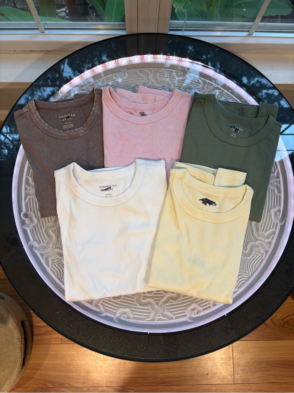 new american eagle Crewneck Ribbed Tee bundle of 5, soft